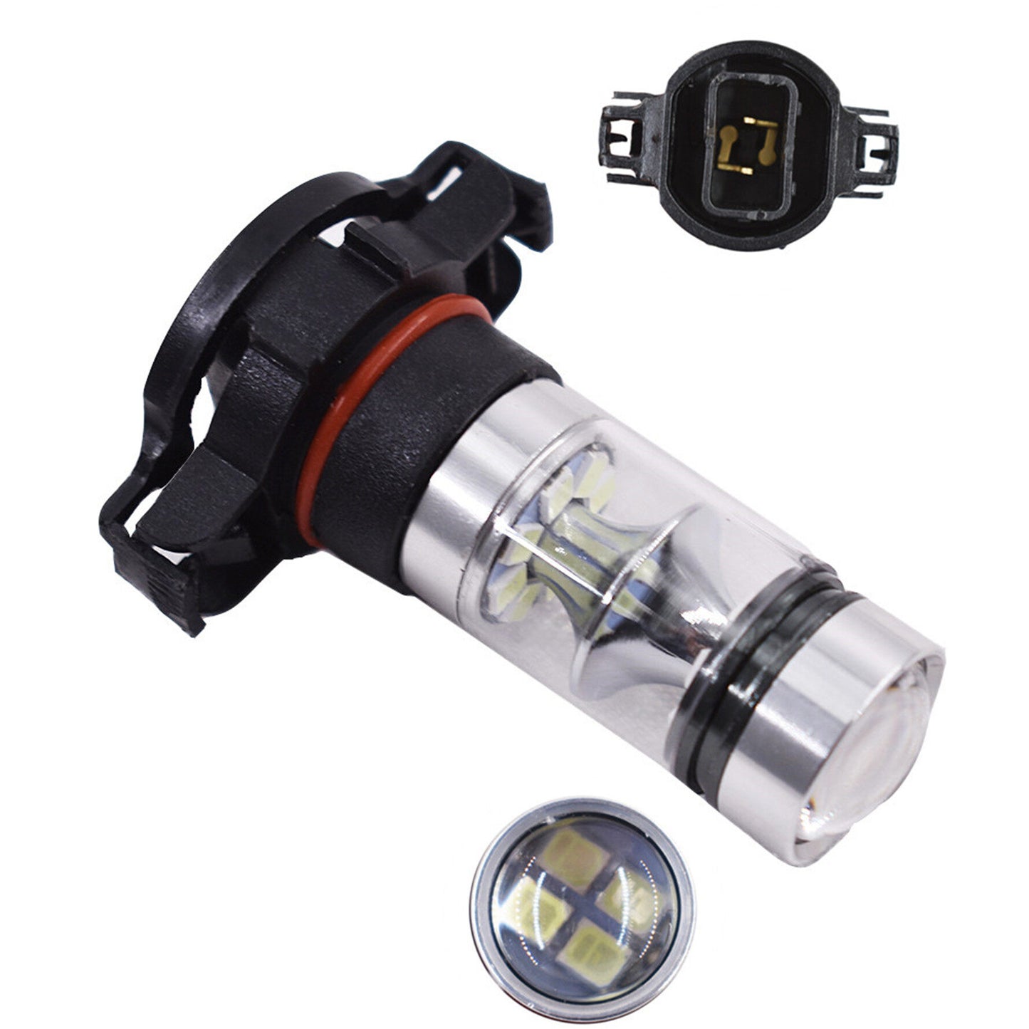 2 PCS H16 5201 5202 9009 PS24WFF 8000K Ice Blue 100W LED Fog Light Driving Bulb DRL