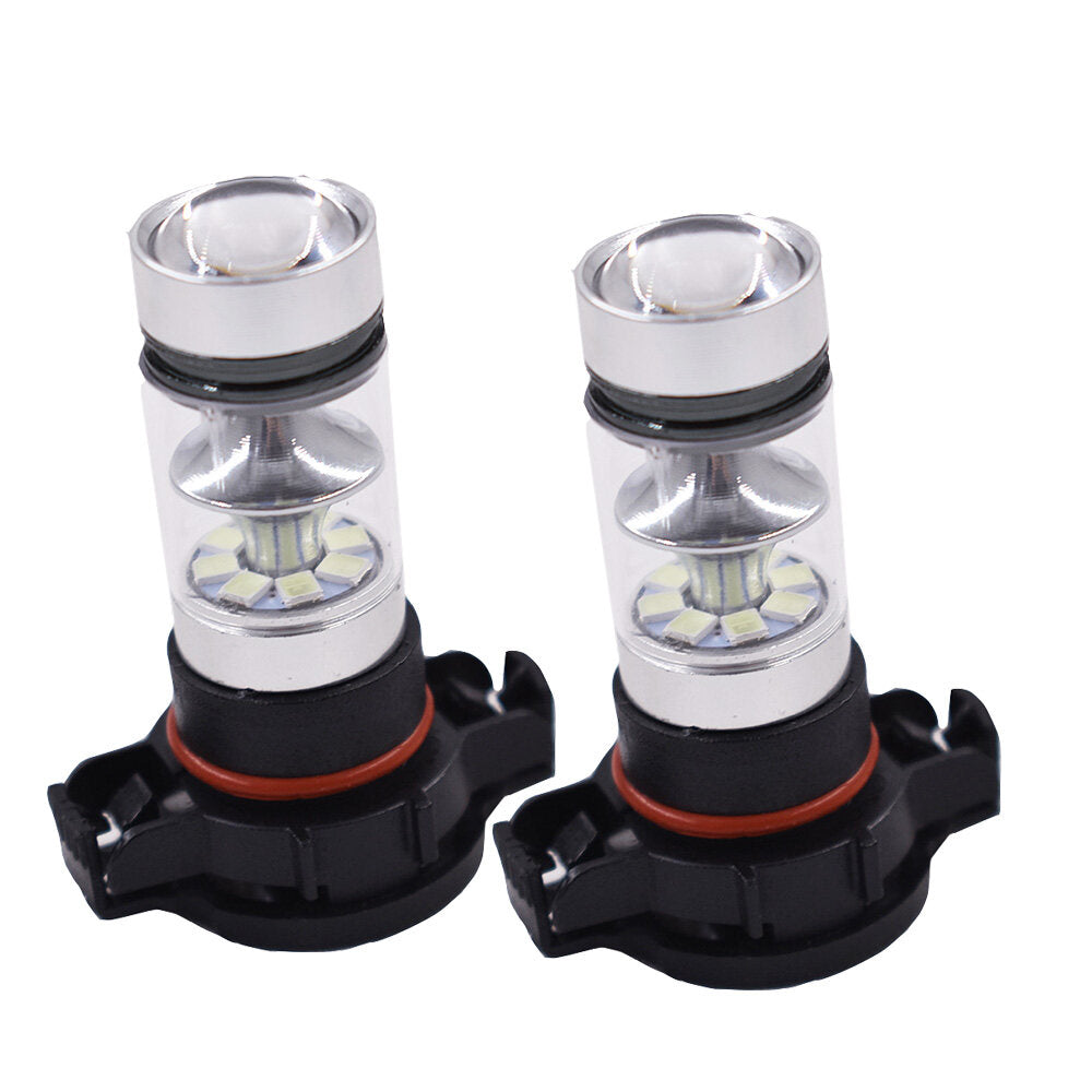 2 PCS H16 5201 5202 9009 PS24WFF 8000K Ice Blue 100W LED Fog Light Driving Bulb DRL