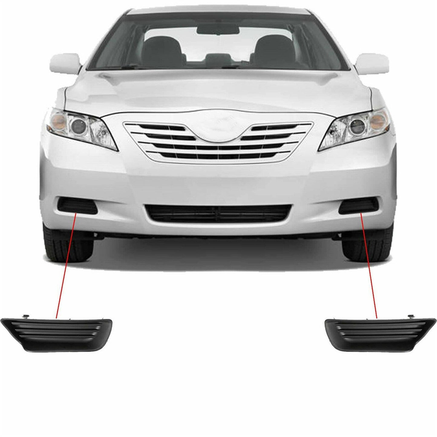 New Pair Set Fog Light Hole Cover Replacement for 07-09 Toyota Camry TO2598103 TO2599103
