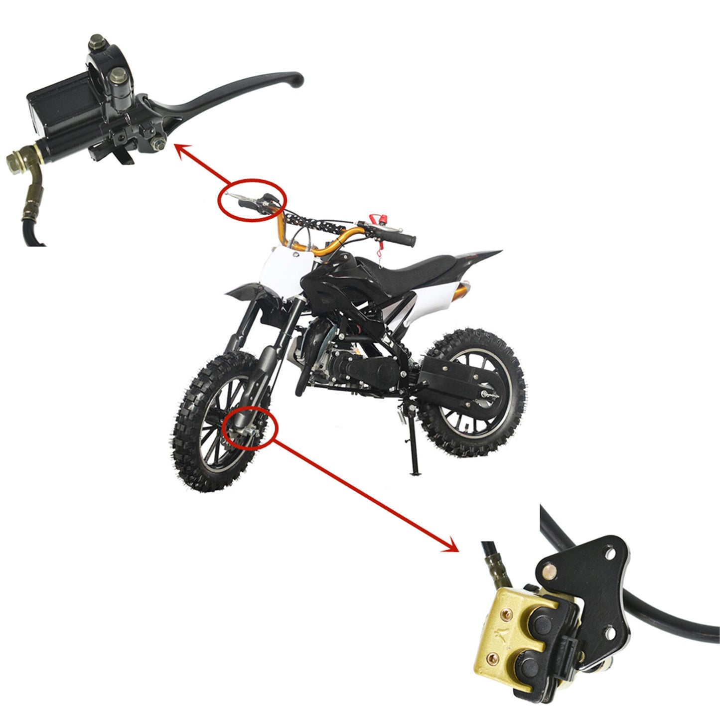 LABLT Front 7/8 Hydraulic Brake Caliper Go Kart Trolley ATV Replacement for 50cc 70cc 110cc 125cc Dirt Bikes Mini Bike