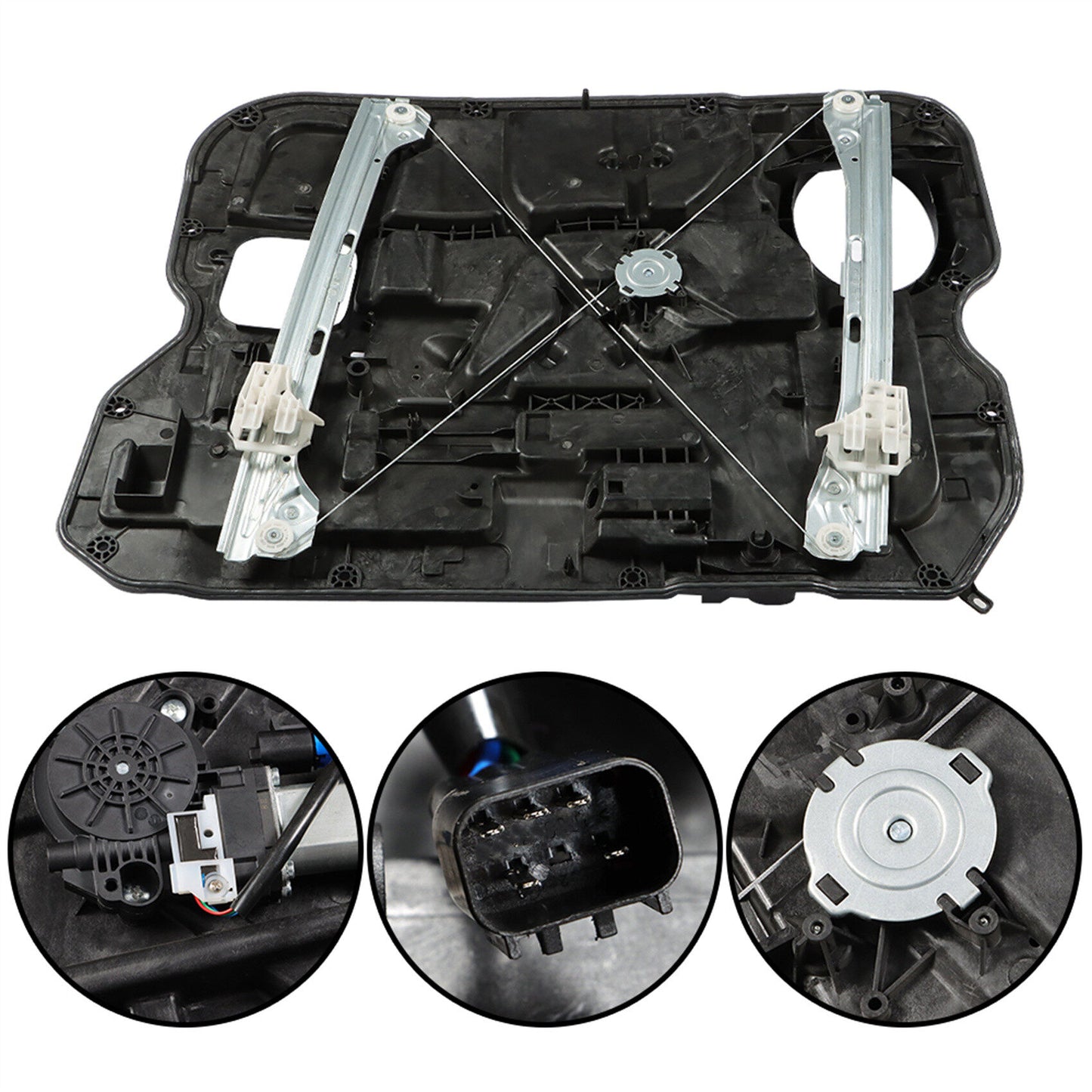 Front Left Window Driver Side Regulator Motor Replacement for 1500 2500 3500 w/6 Pin 68044849AB 68044849AA