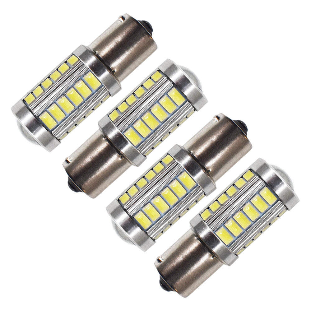 4 Pcs 1156 LED Super Bright 6000K White Brake Light Bulb 5630 33SMD 1141 1073 7506 Turn Signal Light Back Up Reverse Light Parking Light Side Marker Bulbs RV Light Lamp DC 12V