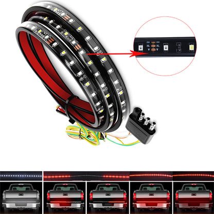 48" Truck Tailgate Side Bed Light Strip Bar 2835-120LED Turn Signal Parking Brake Reverse Lights Replacement for Trailer Pickup Jeep RV Van Dodge Ram Chevy GMC Red/White