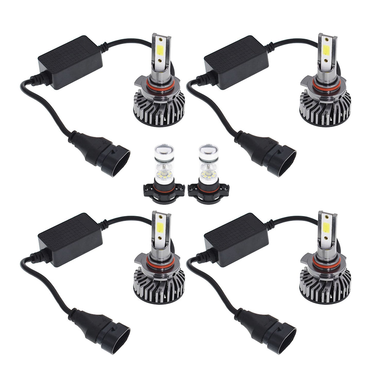 LABLT 6Pcs 9005 H11 H16/5202 LED Headlamp + Fog Lamp Bulb Combination Set Replacement for Chevy Suburban Tahoe 2007-2014