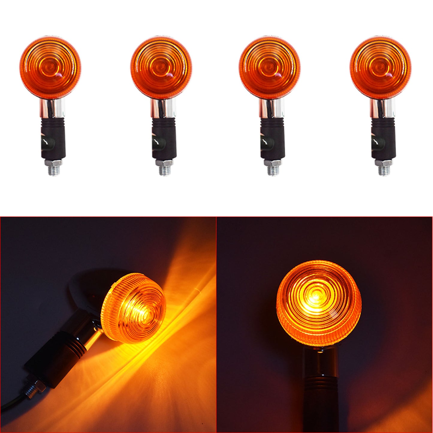 2 Pairs Turn Signal Lights 10mm 12V Replacement for Honda Suzuki Yamaha