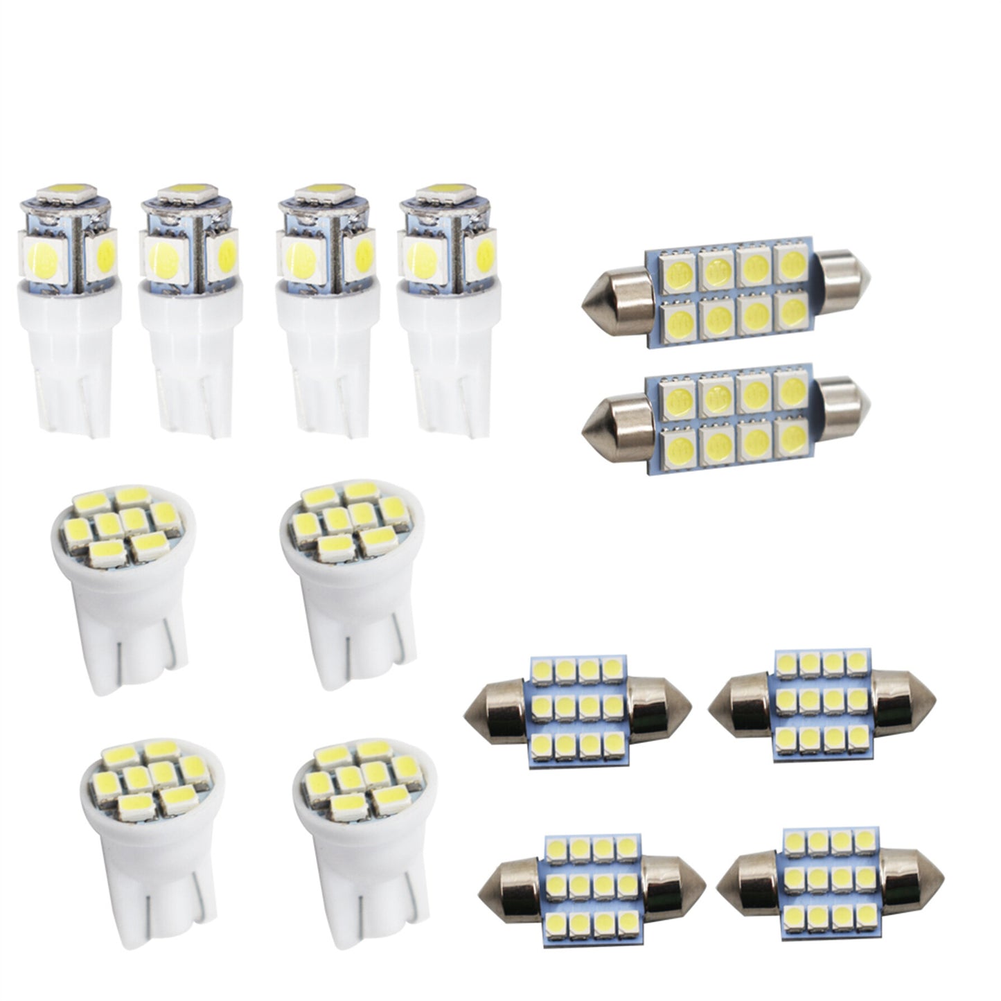 14X White LED Light Interior Package Kit Fit for T10 & 31mm Map Dome + License Plate