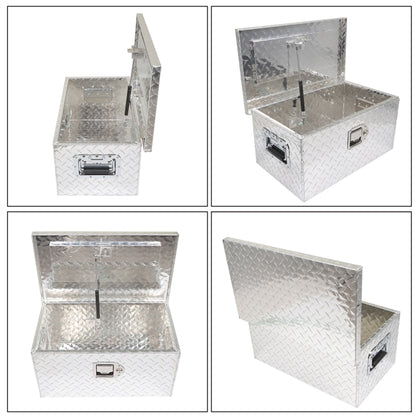 LABLT 20 Inch Aluminum Diamond Plate Tool Box Organizer Silver With Lock Key