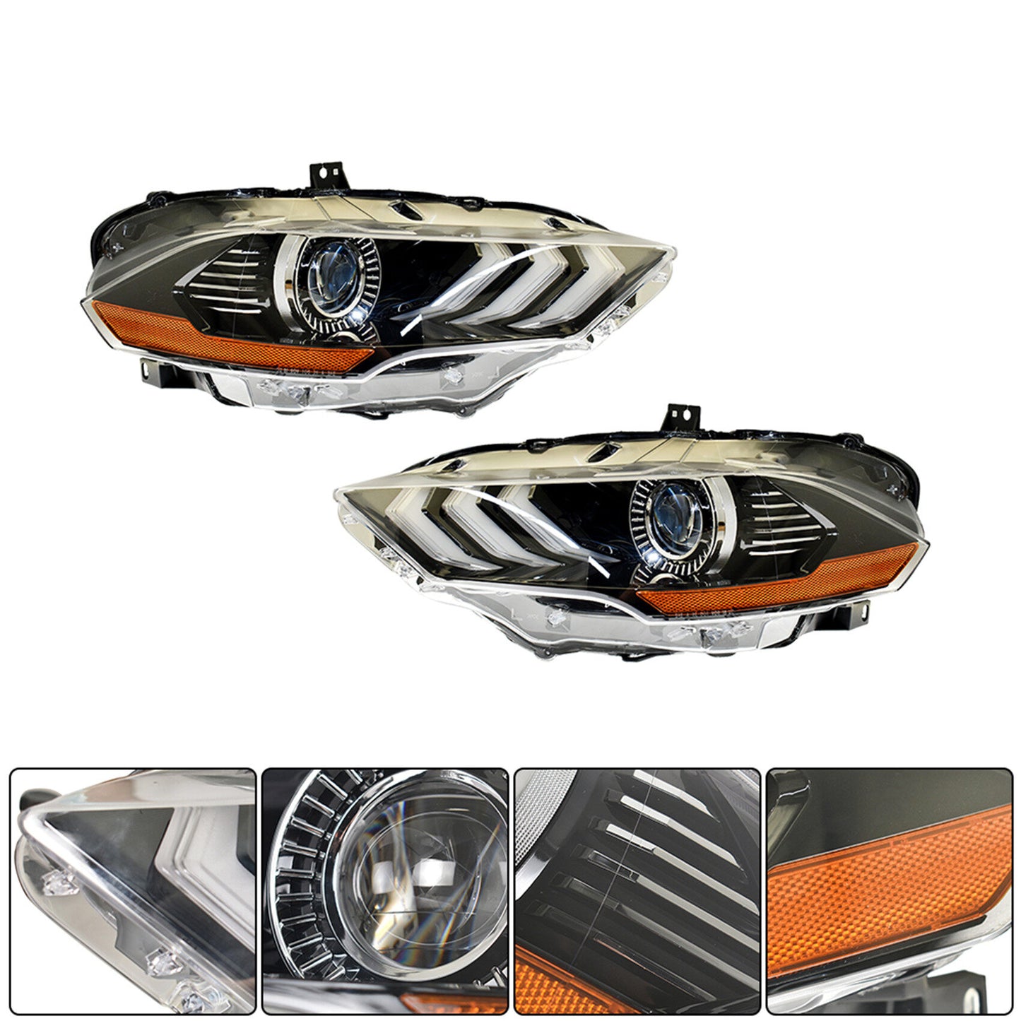 LABLT Headlights Front Head Lamps Replacement for 2018-2020 Mustang Headlight Assembly Projector Driver and Passenger Side