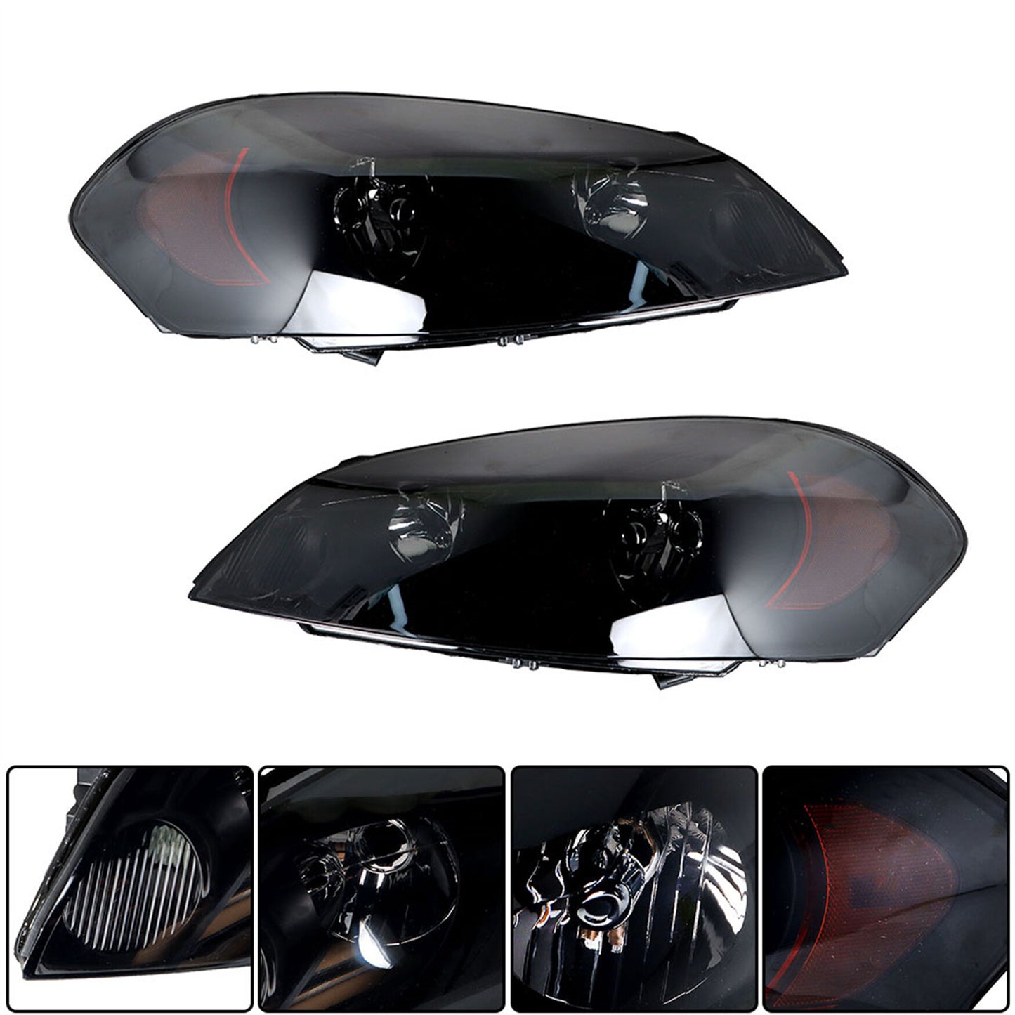 LABLT Headlights Assembly Replacement for 2006-2013 Impala, 2006 2007 Monte Carlo Black Housing Clear Lens Amber Reflector Left and Right Side