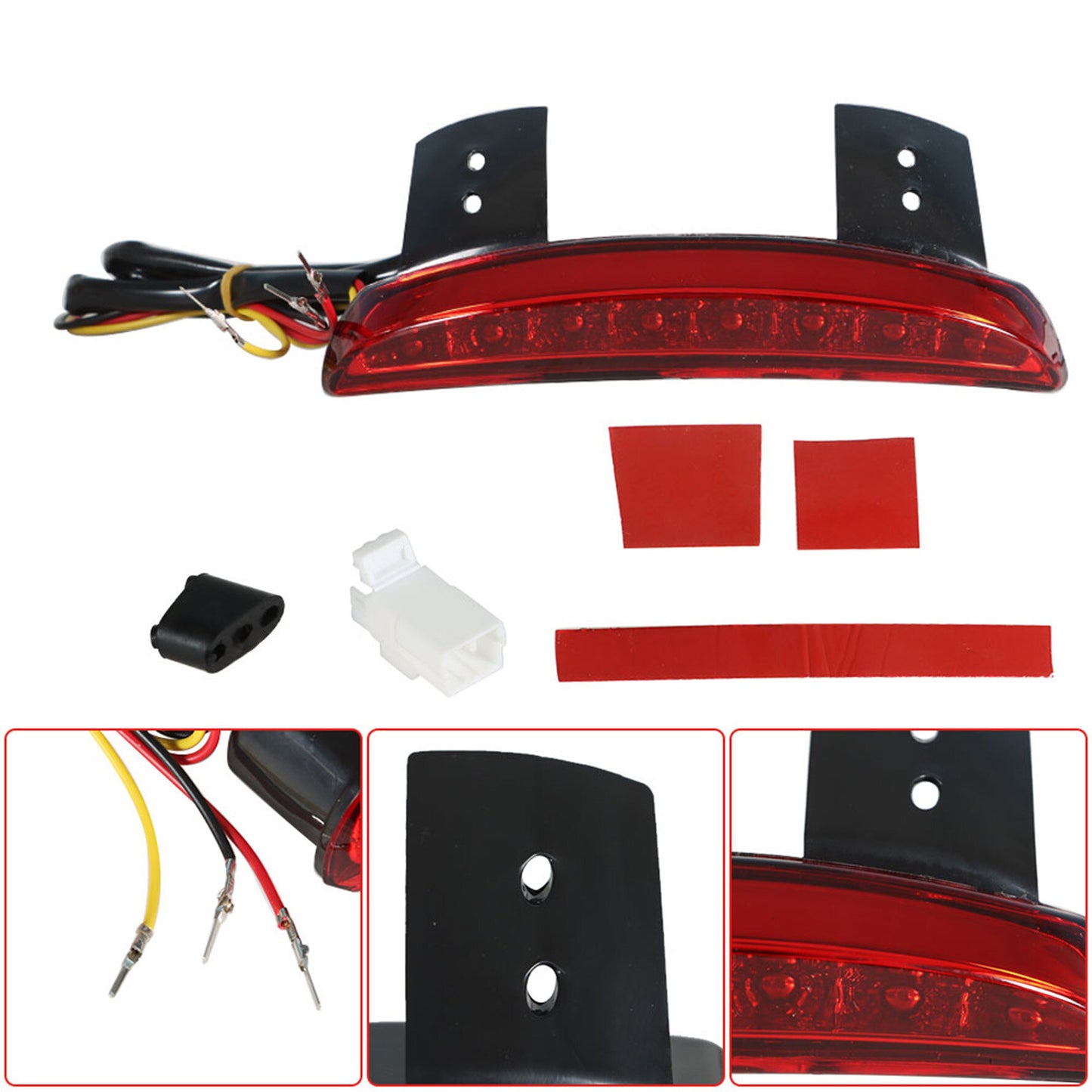 Motorcycle Chopped Rear Fender Edge LED Brake License Plate Tail Light Stop Running Light Turn Signal Lamp Replacement for Sportster 1200 883