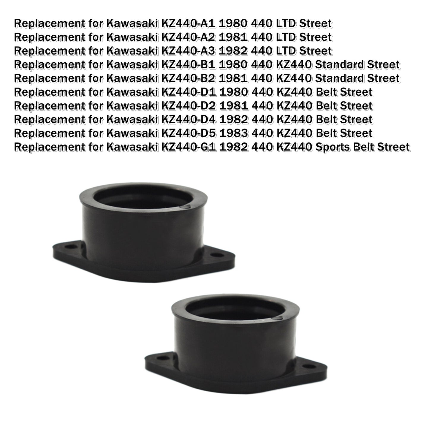 LABLT 2Pcs Carburetor Insulator Carb Intake Boot Set 16065-1027 Replacement for Kawasaki KZ440 1980-1983 Standard Street Belt Street 1980 1981 1982 1983