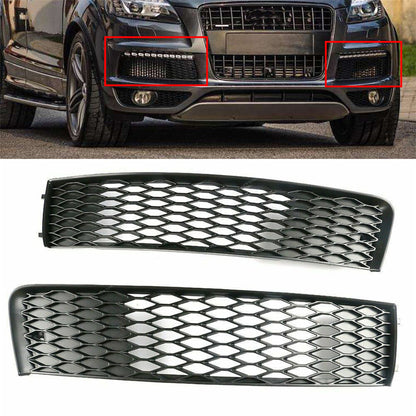 L+ R Driver Side And Passenger Side Front Bumper Fog Light Grille Cover Honeycomb Replacement for AUDI 2010-2015 Q7 S-Line 4L0807697B, 4L0807698B(Color : Black)