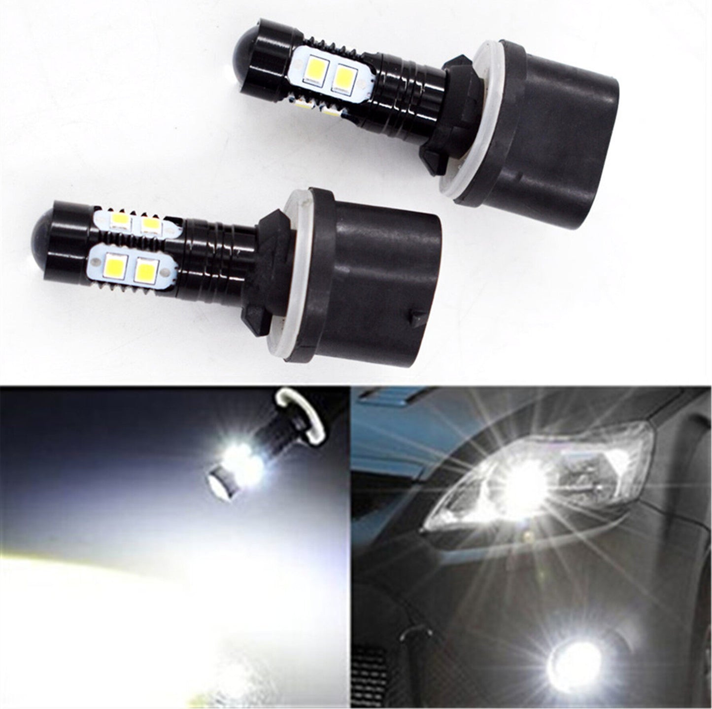 2 PCS 880 899 LED 50W 6000K White High Power LED Projector Fog Lights Bulbs