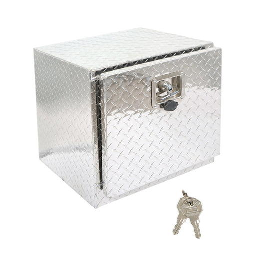 LABLT 18 Inch Silver Aluminum Diamond Plate Tool Box Organizer With Lock Key Replacement for Pick Up Truck Bed