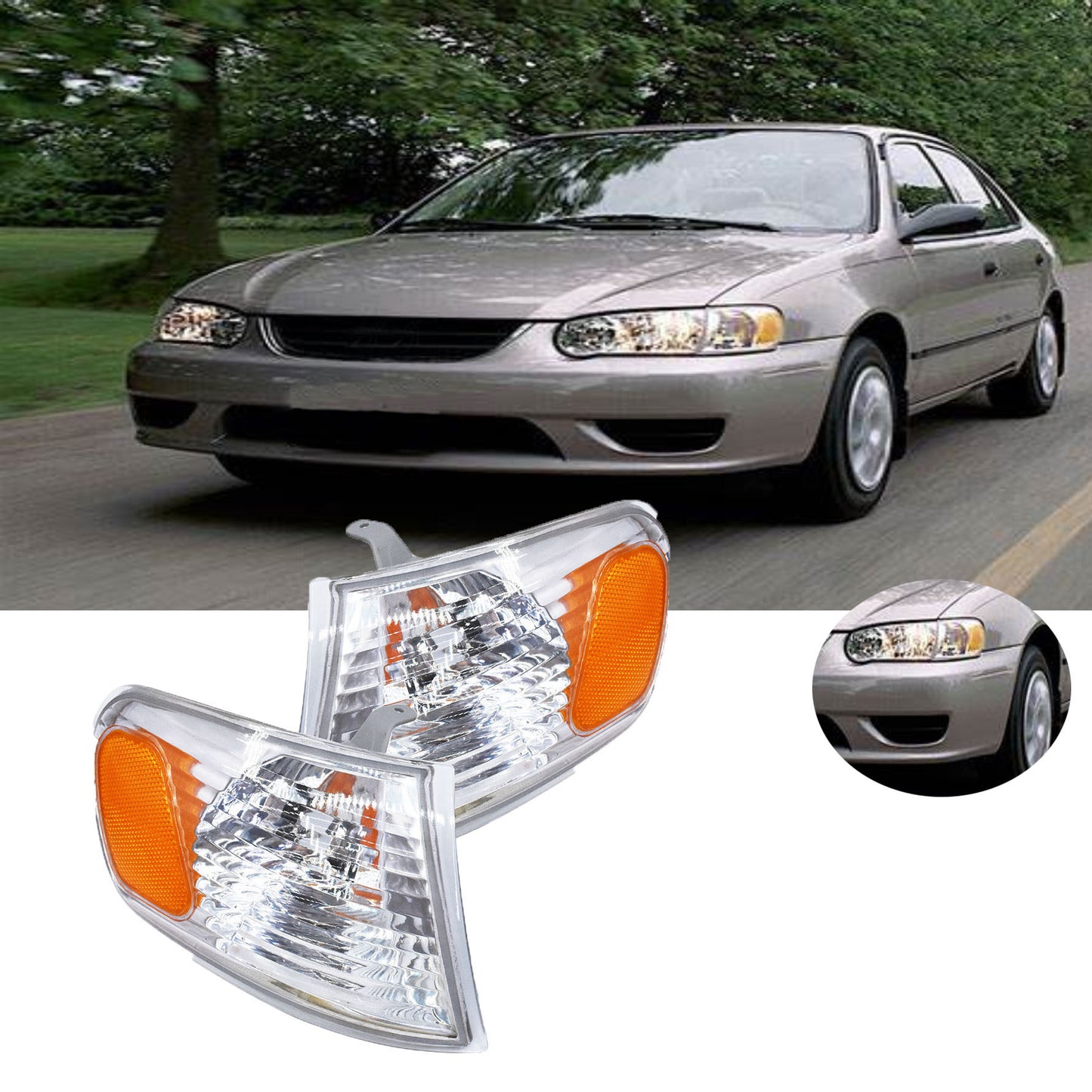 Passenger Right Drive Left Side Parking/Turn Signal Light Assembly Replacement for 2001-2002 Toyota Corolla