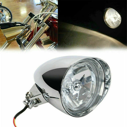 LABLT Motorcycle Headlights Aluminum Visor Chrome Head Light Replacement for Sportster XL Dyna Softail Bobber FXR FXST Chopper Bobber Custom