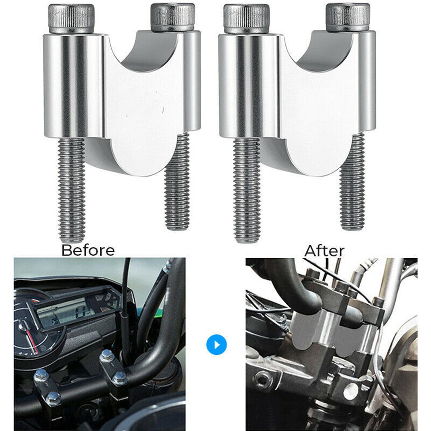 LABLT 7/8 Universal Motorcycle Handlebar Riser Clamp Bars Kit 30mm Replacement for Suzuki Kawasaki Honda Yamaha ATV Dirt Bike Sport Street Off-Road Motorcycle
