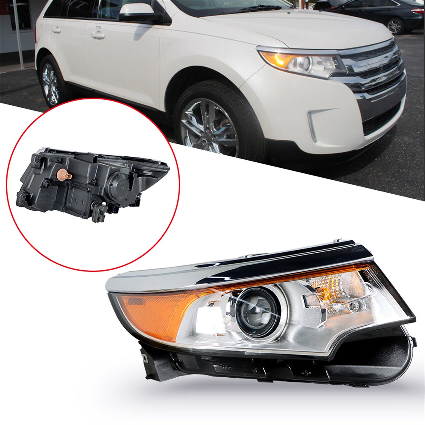 LABLT Headlights Front Head Lamps Replacement for Headlights Front Head Lamps Replacement for 2011-2014 Edge Headlamps Projector Headlights Right Passenger Side