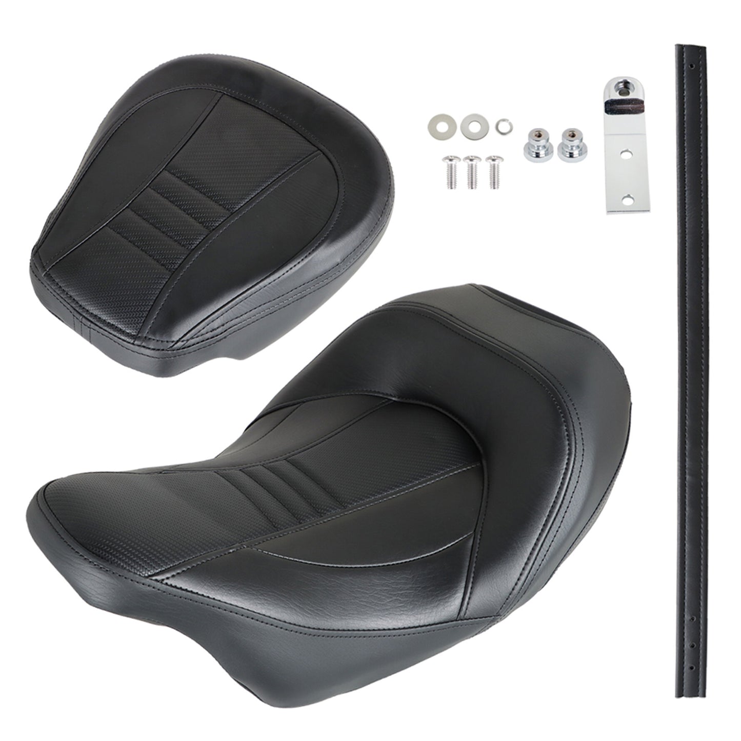 LABLT Motorcycle Complete Rider Passenger Seat Driver Seat Rider Pillion Replacement for 2009-2022 CVO Touring Road King Road Glide Street Glide Electra Glide FLTR BLK T08 Black