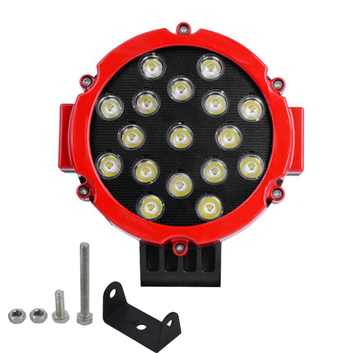 4X 7 Inch LED Pods Work Light Bar Red Round Driving Fog Headlight Truck Off Road Fit for Trucks Off-Road Vehicle ATV SUV UTV 4WD Jeep Boat Tractor/Spot