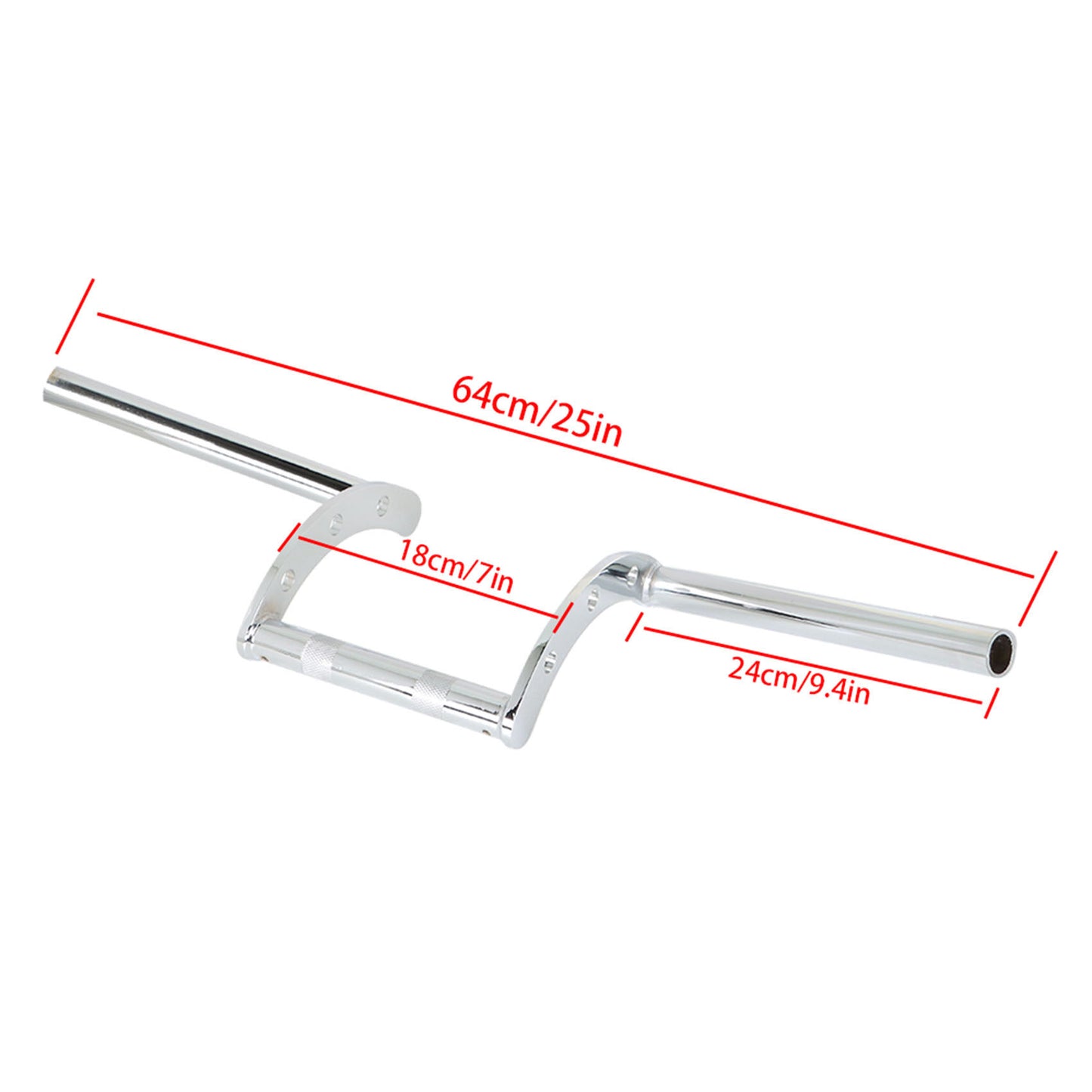 LABLT Motorcycle 1 Z-Bar Handlebars Drag Bars Length 660mm Diameter 25mm Hand Bars Universal Replacement for Suzuki Kawasaki Honda Yamaha Touring Dyna Softail Chrome
