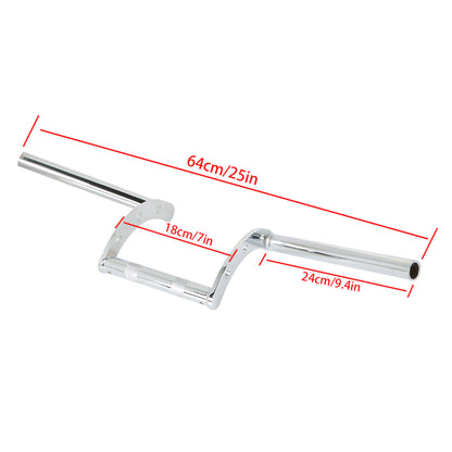 LABLT Motorcycle 1 Z-Bar Handlebars Drag Bars Length 660mm Diameter 25mm Hand Bars Universal Replacement for Suzuki Kawasaki Honda Yamaha Touring Dyna Softail Chrome