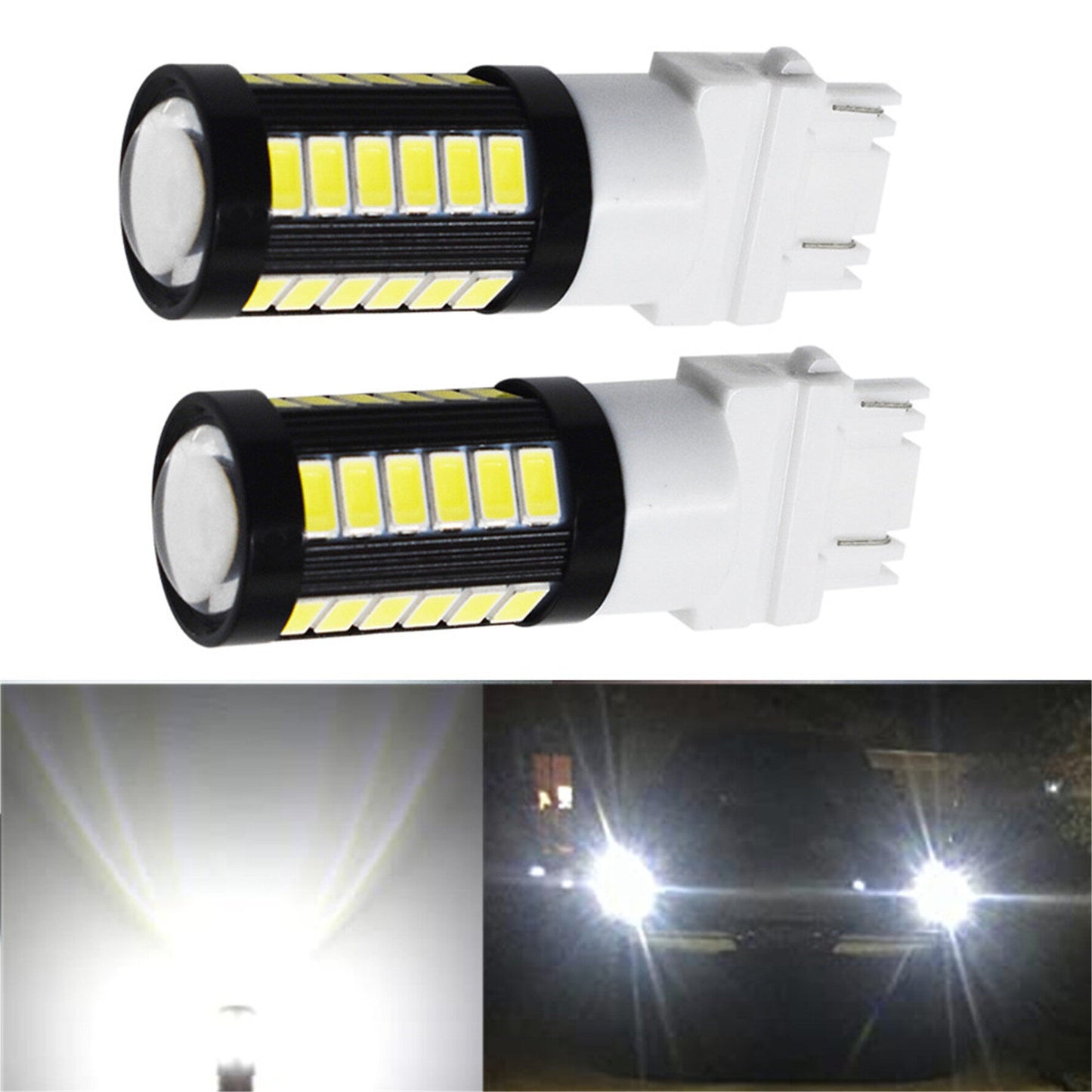 3156 3157 LED Lights Bulbs Xtreme Super Bright T25 3056 4057 4157 3457K 3057 LED Bulb 5730 33-SMD Dual Back-Up Reverse,Turn Signal,Brake Stop Tail Lights, 6000K Xenon White
