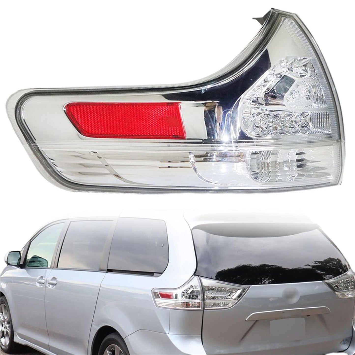 LABLT Car Tail Light Rear Brake Light Reverse Lamp Replacement for 2011-2015 Toyota Sienna 8156008040 Left Outer Tail Lights Cover Brake Stop Turn Signal Driver Side