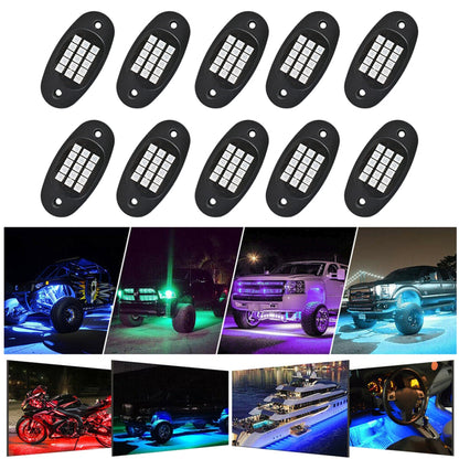 LABLT RGB LED Rock Light Kit Bottom Neon Light Replacement for Pickup Off-Road RZR SUV ATV UTV Car