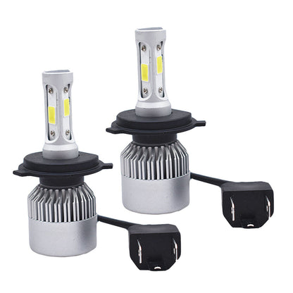 2 PCS H4 HB2 9003 6000K White High Power COB Chipset LED Headlight Bulbs for Replacing High Low Beam Halogen Headlamp All-in-One Conversion Kits