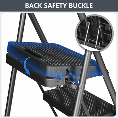 LABLT 2 Step Ladder, Folding Step Stools with Wide Anti-Slip Pedal, Convenient Handgrip, Multi-Use Household and Office, 330Lb Capacity