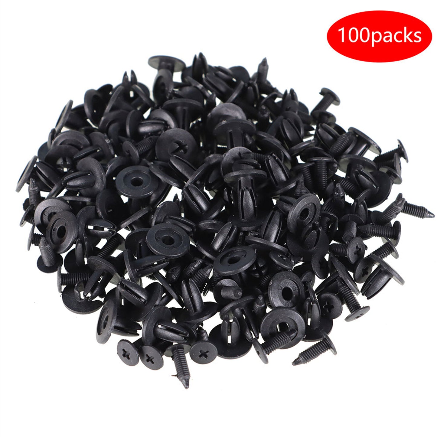 6mm Hole Push Plastic Rivets Retainer Clips Auto Car Door Fender 100 Pcs Black