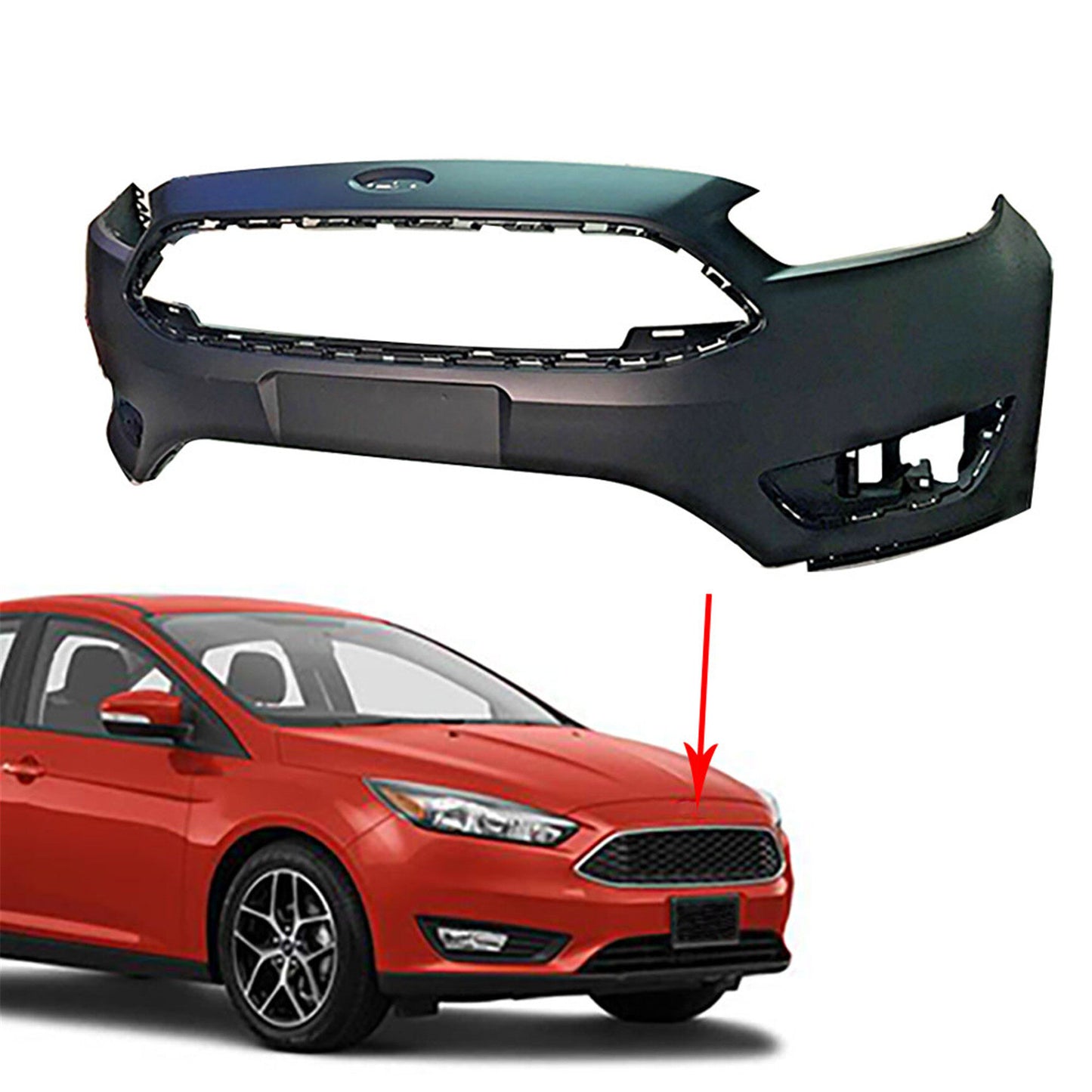 LABLT Front Bumper Cover Replacement for Ford Focus S Se Sel Titanium 2015 2016 2017 2018 with Tow Hook Hole 191275298770