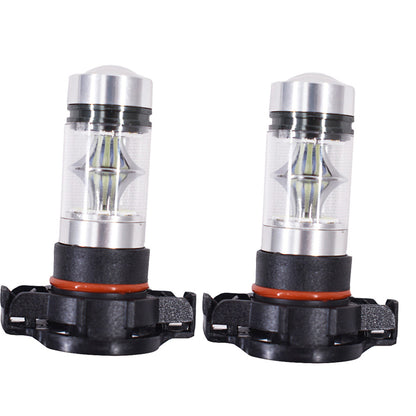 2 PCS H16 5201 5202 9009 PS24WFF 8000K Ice Blue 100W LED Fog Light Driving Bulb DRL