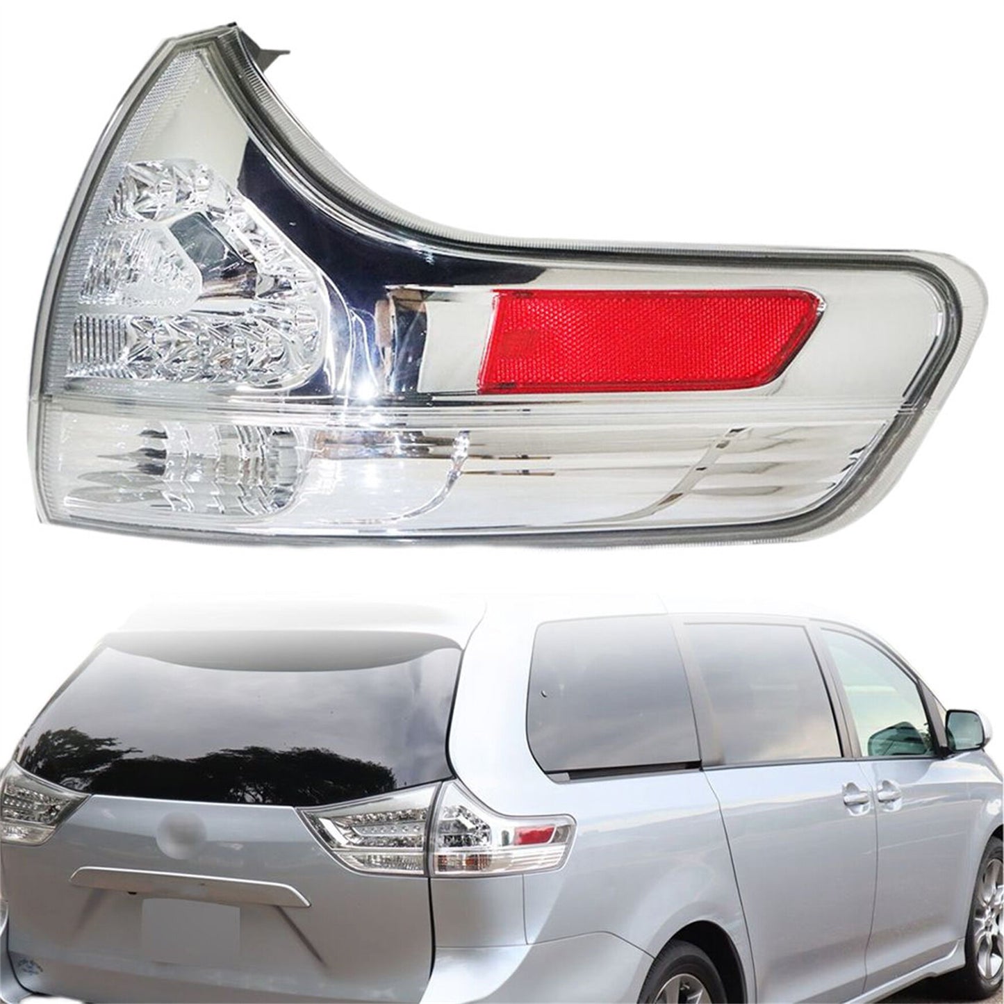 LABLT Car Tail Light Rear Brake Light Reverse Lamp Replacement for 2011-2015 Toyota Sienna 8155008040 Right Outer Tail Lights Cover Brake Stop Turn Signal Passenger Side