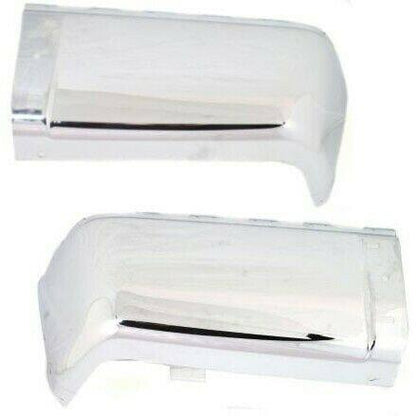 LABLT 1 Pair Steel Chrome Rear Bumper End Caps Set Left + Right Side Replacement for Chevrolet Silverado GMC Sierra 2007-2013 without Parking Aid Sensor Holes 15284308 15284307 GM1105149 GM1104149