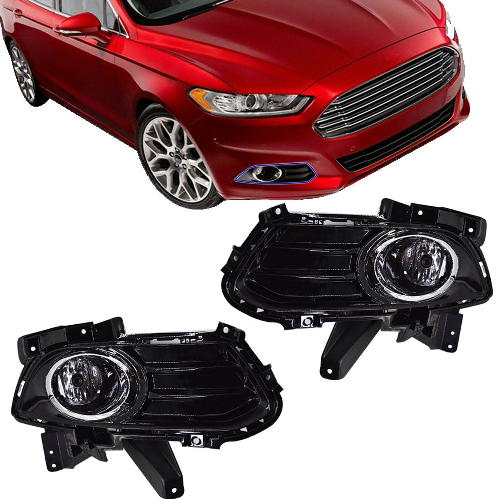 Clear Bumper Driving Fog Lights W/Bezel + Switch + Bulb Replacement for Ford Fusion 2013-2016