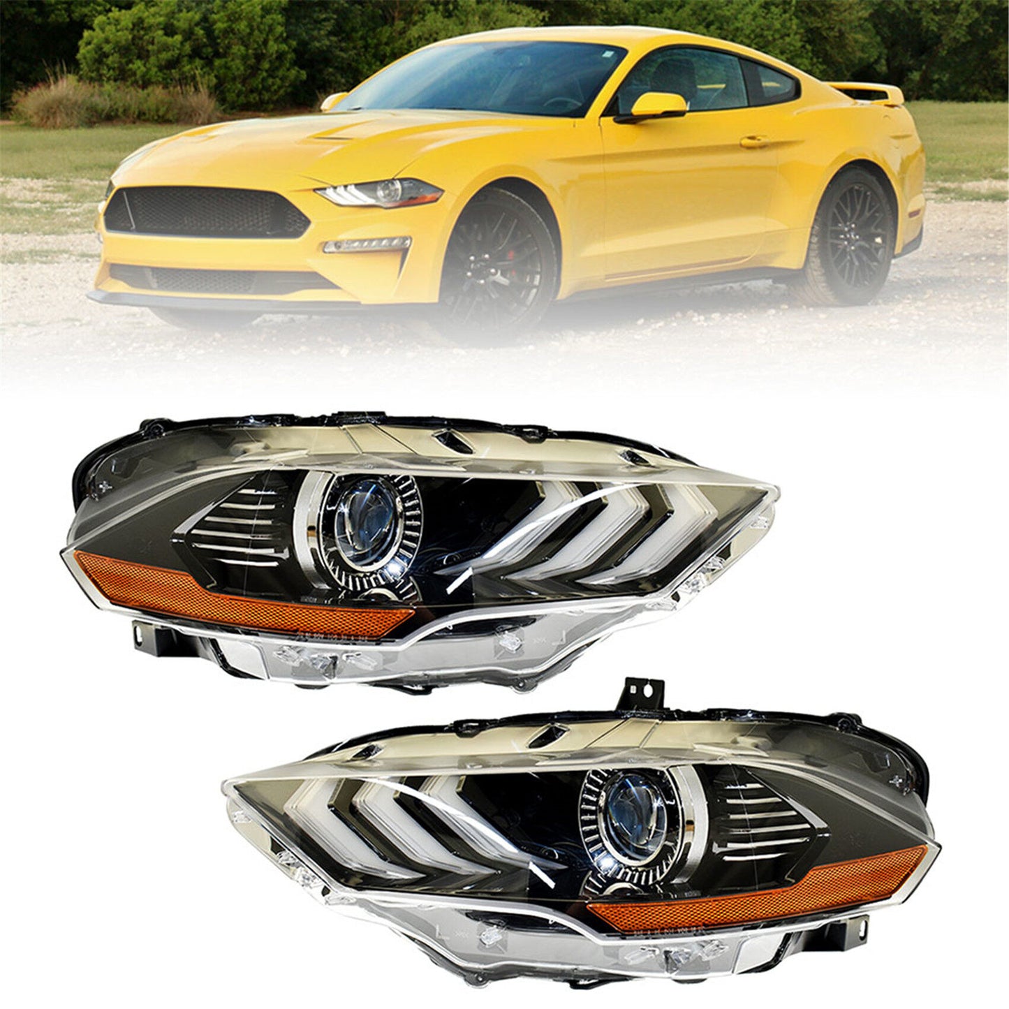 LABLT Headlights Front Head Lamps Replacement for 2018-2020 Mustang Headlight Assembly Projector Driver and Passenger Side