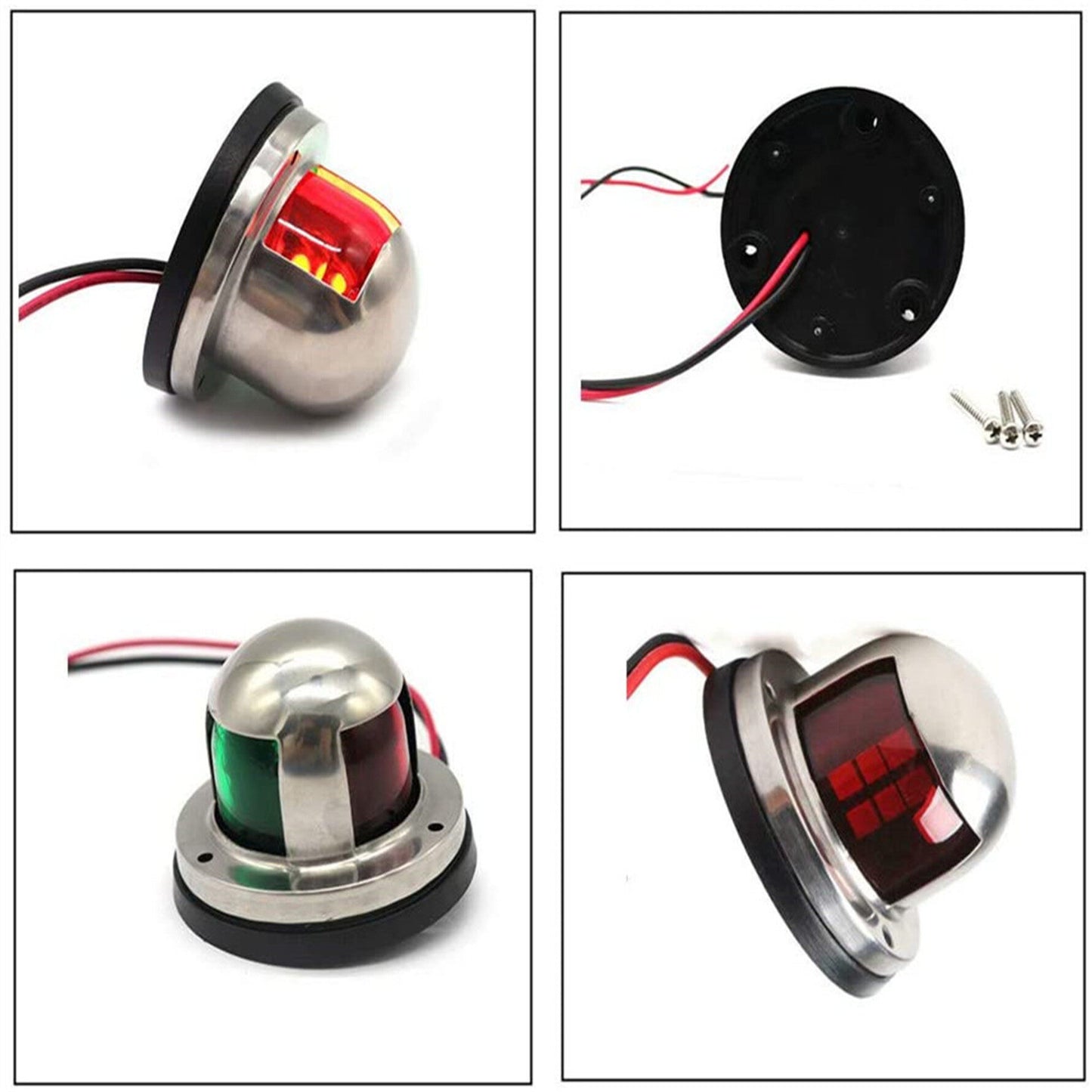 One Pair Red Green Led 12V for Marine Boat Yacht Pontoon Stainless Steel LED Bow Navigation Lights