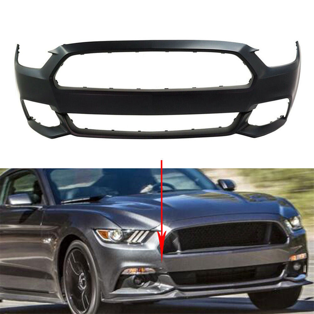 LABLT Front Bumper Cover Primed Replacement for Ford Mustang 2015 2016 2017 Except Shelby Model without Parking Aid Sensor Holes FR3Z17D957AAPTM FO1000704