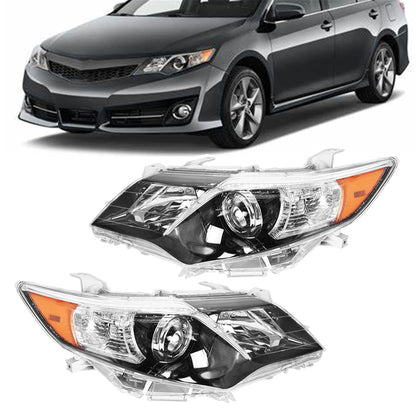 Headlamp Assembly Projector Headlight Black Heavy Duty Polycarbonate Replacement for 2012-2014 Toyota Camry