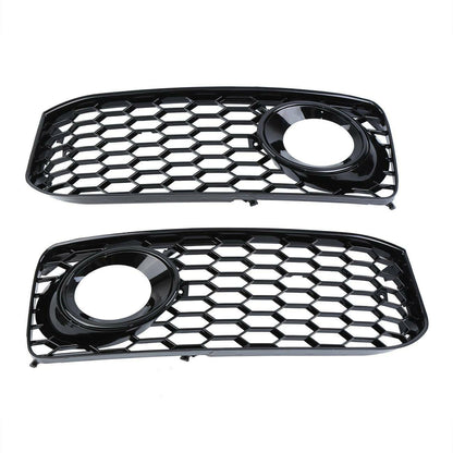 LABLT Fog Light Grilles w/Black Trim Replacement for 08-12 Audi A5 S-Line / S5 B8 RS5 Style Honeycomb