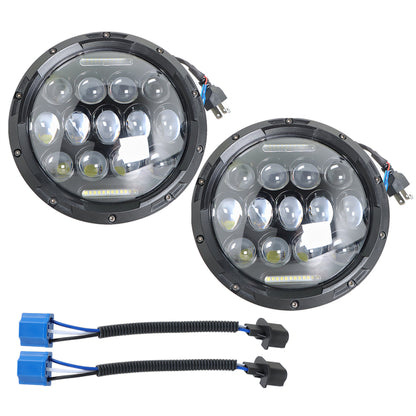 LABLT Headlamps for 7 Inch Round LED Headlights 75W Headlamp with Daytime Running Light DRL High Low Beam Replacement for Wrangler JK TJ LJ Motorcycle with H4 H13 Adapter 2PCS