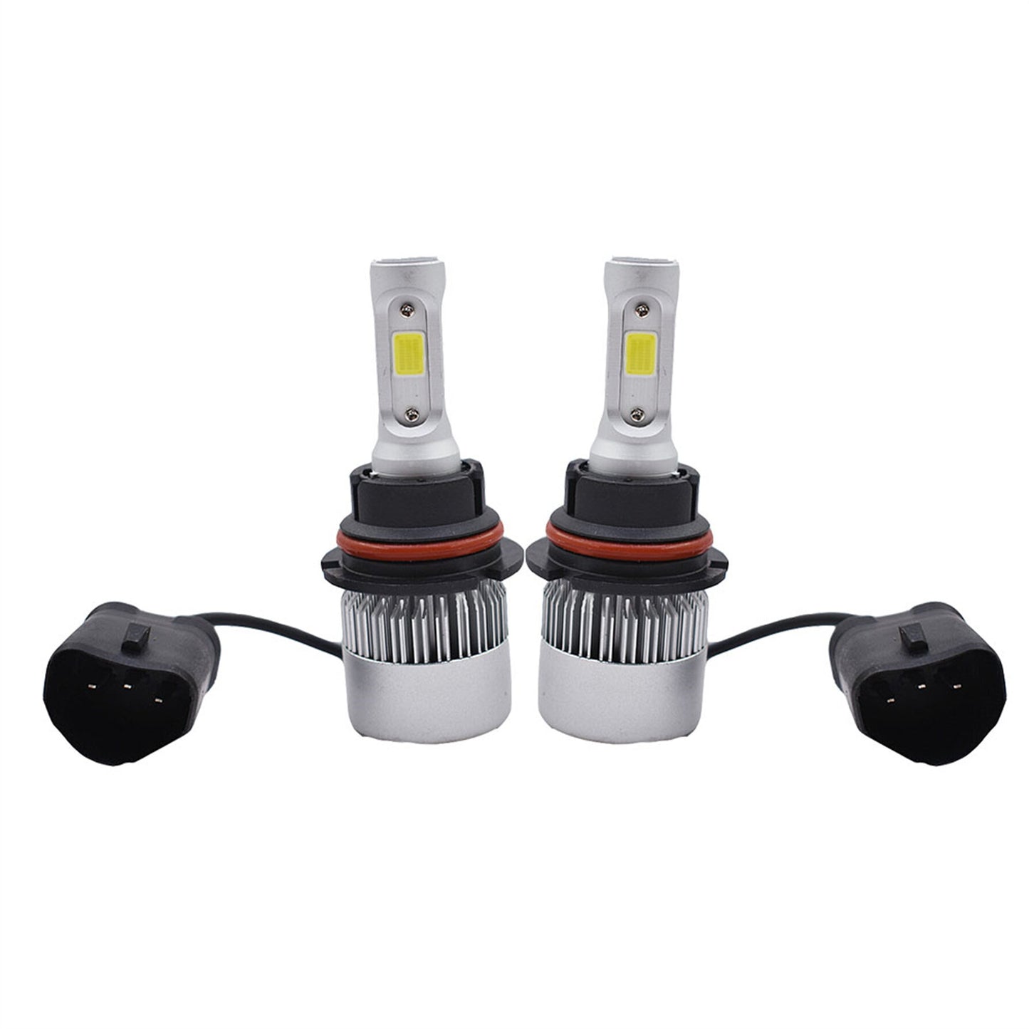 2 PCS HB5 9007 High Power COB Chipset 8000Lm 6500K Xenon White LED Headlight Bulbs for Replacing High Low Beam Halogen Headlamp All-in-One Conversion Kits