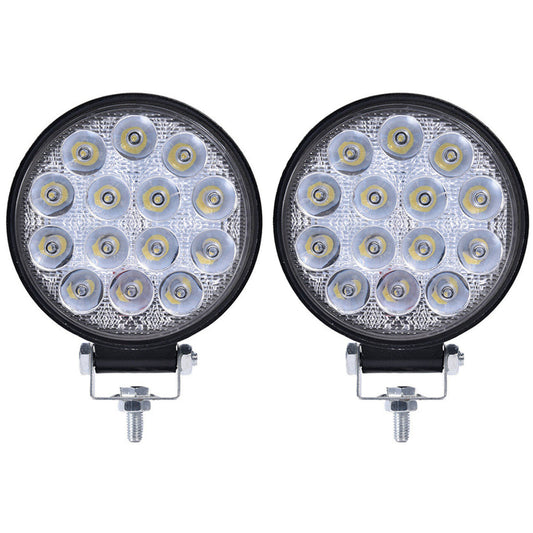 2PCS 42W Led Work Light Led Light Bar Flood Round Lights Off-Road Lights Led Lights Fit for Trucks Off-Road Vehicle ATV SUV UTV 4WD Jeep Boat Tractor/Spot