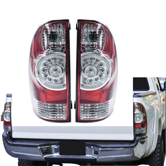 Tail Light Replacement for 2005-2015 Toyota Tacoma Base X-Runner Red Clear LED Rear Tail Brake Lights