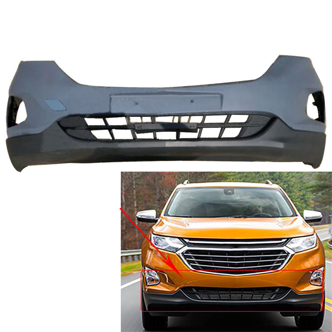 LABLT Front bumper Cover Replacement Integrated Replacement for Chevy Chevrolet Equinox 2018 2019