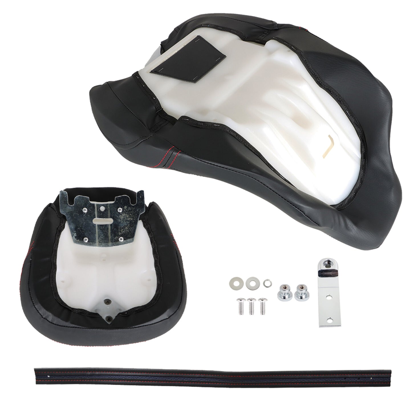 LABLT Motorcycle Complete Rider Passenger Seat Driver Seat Rider Pillion Replacement for 2009-2022 CVO Touring Road King Road Glide Street Glide Electra Glide FLTR BLK T08 Black Red