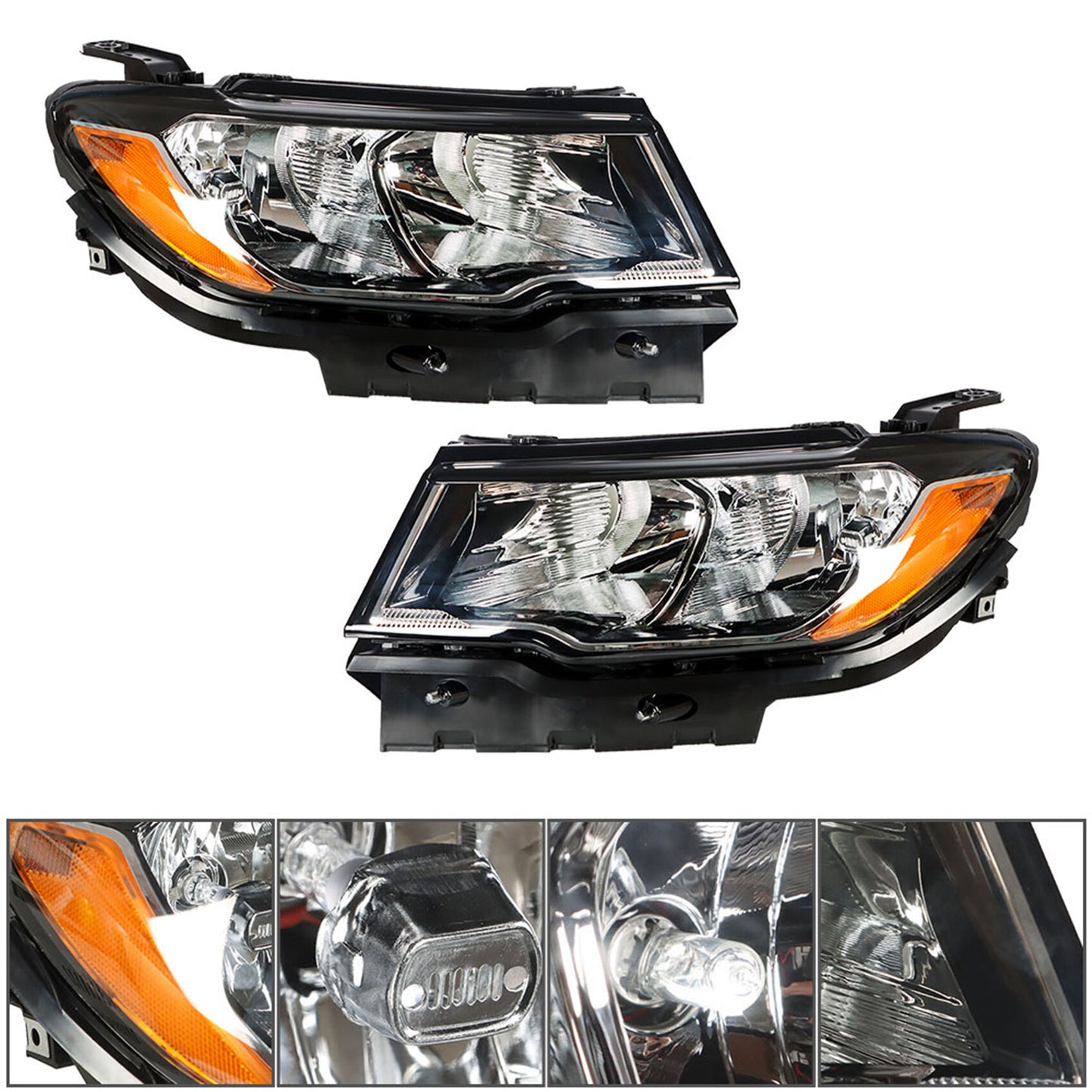 LABLT Headlight Assembly Replacement for 2017-2021 Compass Driver Passenger Side Halogen Factory Style Headlamp Headlight Pair