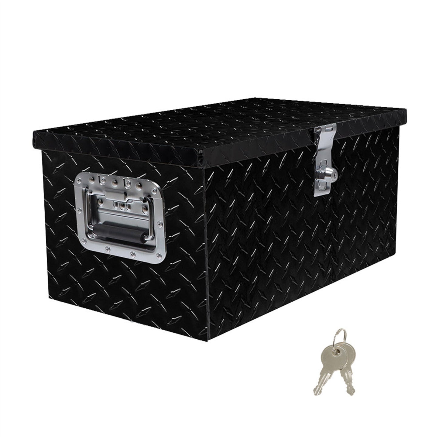 LABLT 20 Inch Black Aluminum Diamond Plate Tool Box Organizer with Side Handle and Lock Keys Black